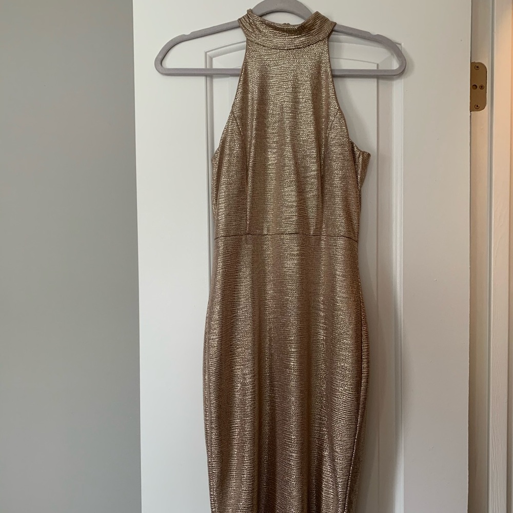 Knee length gold dress